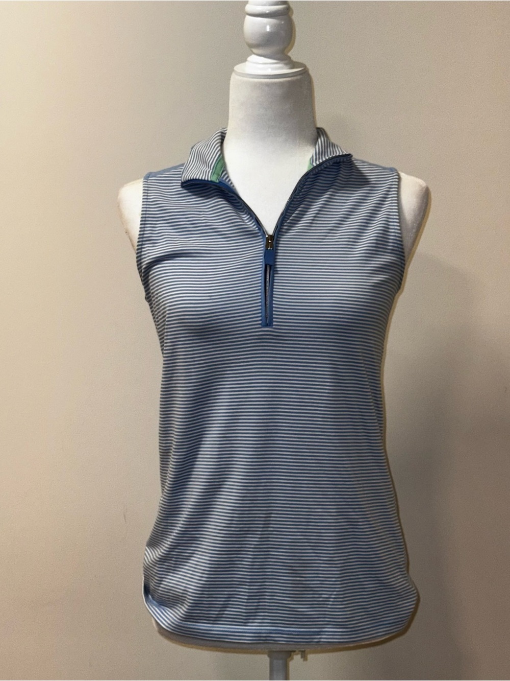 Polo Ralph Lauren Women’s Striped Sleeveless Quarter-Zip Golf Top